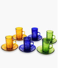 Flower Tea Cup W/Saucer Multicolour Set of 6