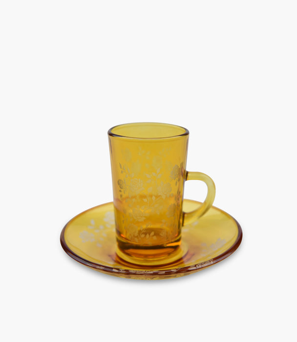 Flower Tea Cup W/Saucer Multicolour Set of 6