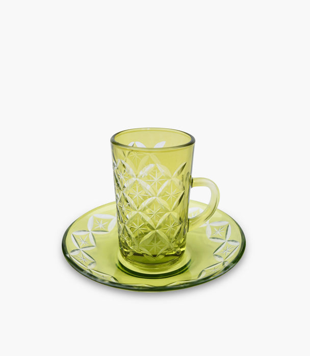 Star Tea Cup W/Saucer Multicolour Set of 6