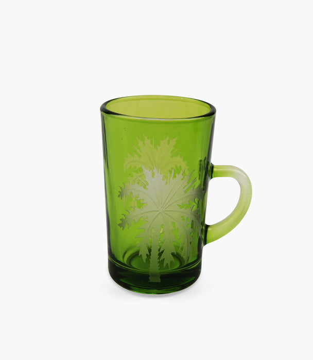 Palm Green Sandblasted Tea Cup W/Saucer Set of 6