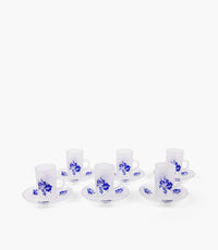 Flower Clear Sandblasted Frosted Tea Cup W/ Saucer Set of 6
