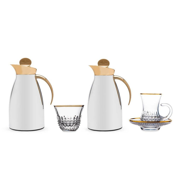 Chic Gold Coffee Thermos with Coffee & Tea Cups Set – 20 Pieces - Roomours