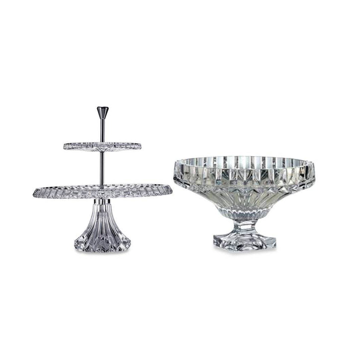 Crown Jewel Footed Bowl & Tray Stand – 2-Piece Set - Roomours