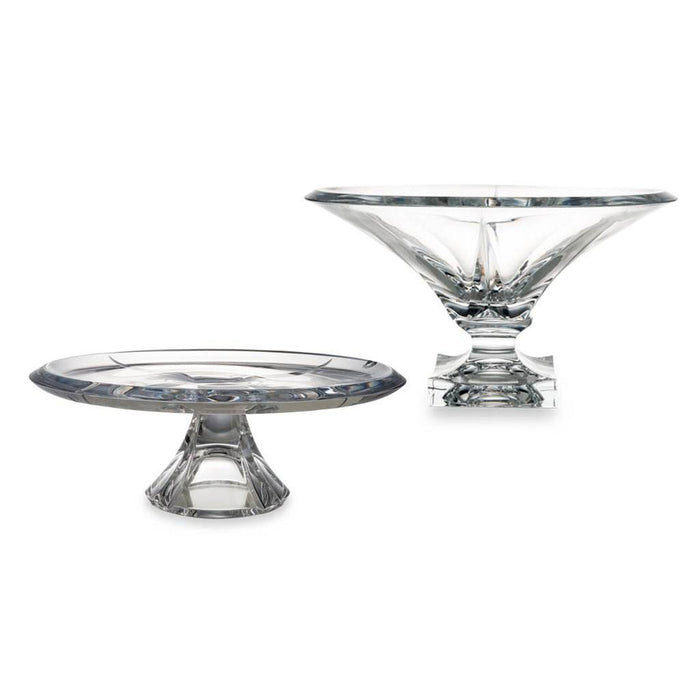Polar Light Footed Cake Plate & Bowl – 2 Piece Set - Roomours