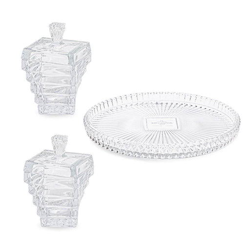 Spiral Crystal Covered Bowl and Round Tray – 2pcs, 12x30 cm - Roomours