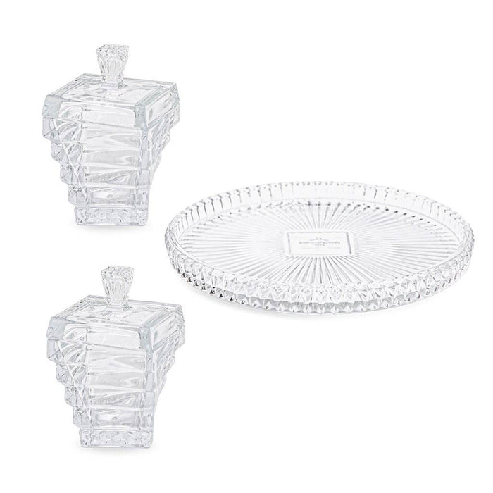 Spiral Crystal Covered Bowl and Round Tray – 2pcs, 12x30 cm - Roomours